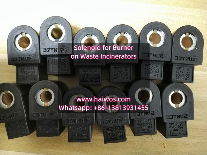 Solenoid on burner for waste incinerator