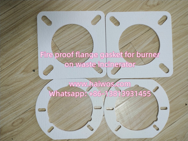 Fire proof flange gasket for burner on waste incinerator