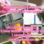 Model TS100(PLC) Waste Incinerator with S.Steel Wet scrubber(spray tower)